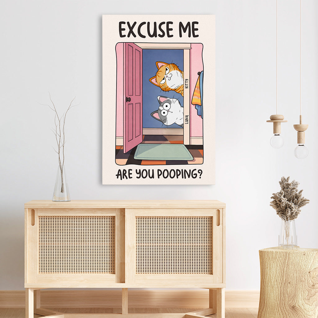 7926CUK3 personalised excuse me are you pooping_ canvas for cat lovers 7926cslnd