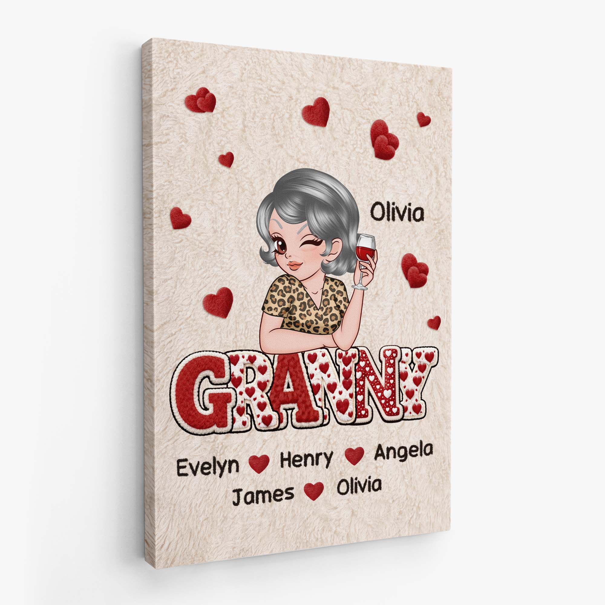 7941UK2 personalised mama canvas with names  hearts for mum_granny 7941ctqna