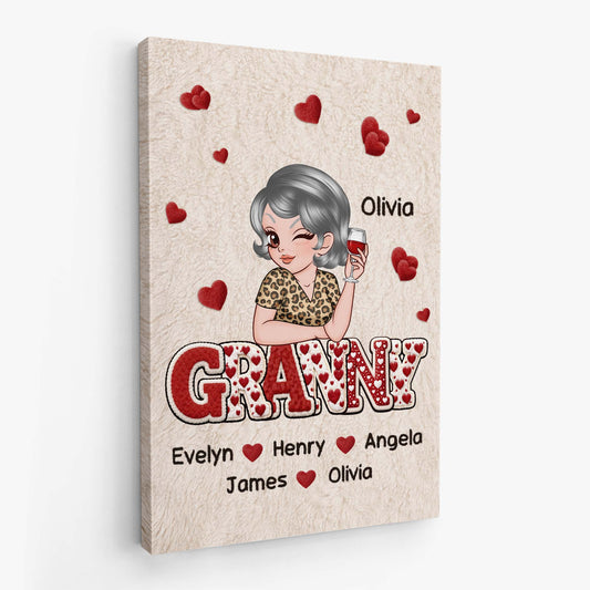 7941UK2 personalised mama canvas with names  hearts for mum_granny 7941ctqna
