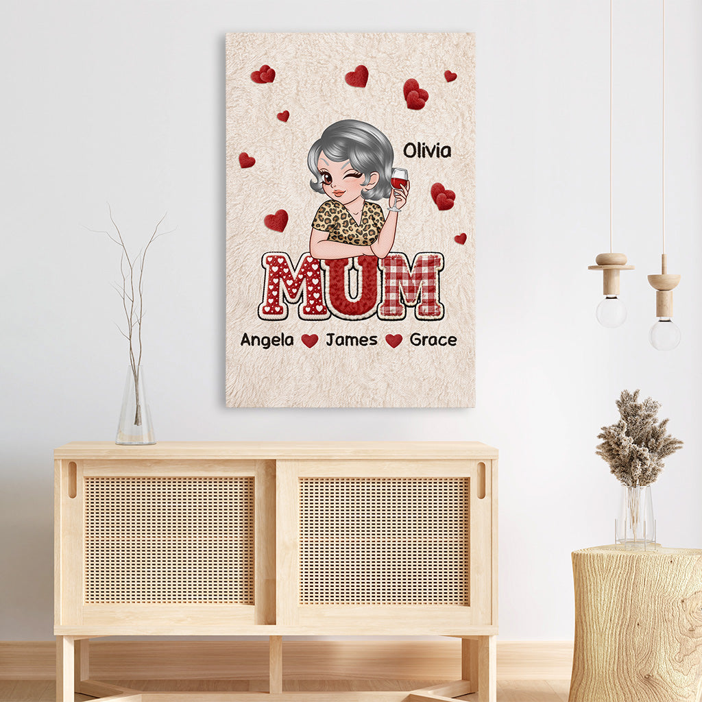 7941UK3 personalised mama canvas with names  hearts for mum_granny 7941ctqna