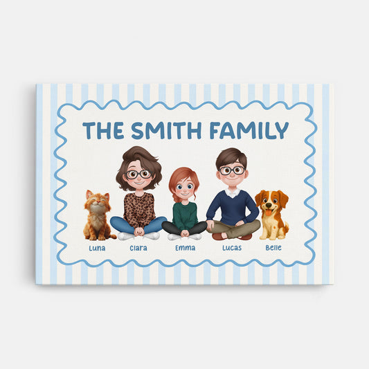 7945CUK1 personalised family name canvas art print for family with pet 7945c3vmf_2