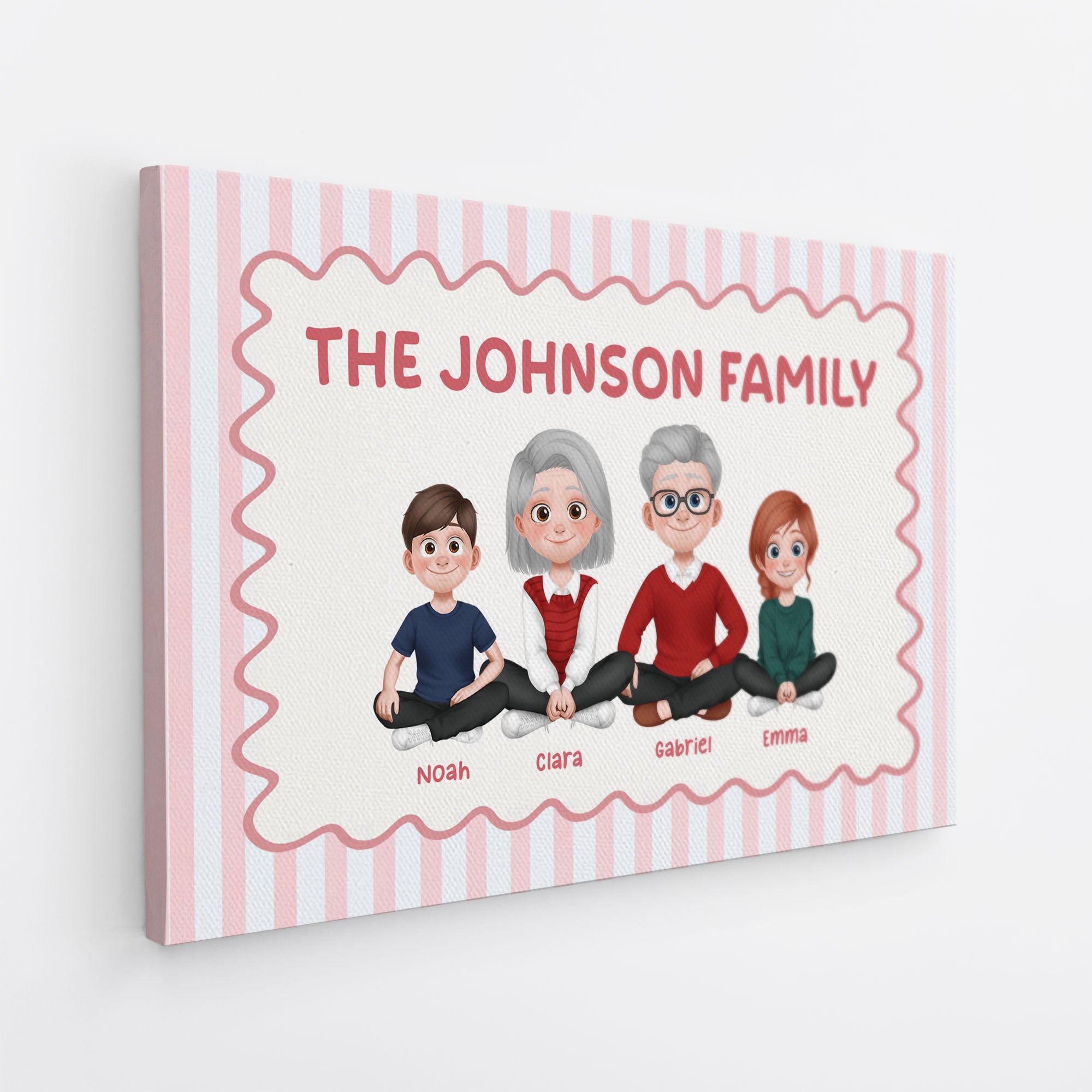7945CUK1 personalised family name canvas art print for family with pet 7945c3vmf_3