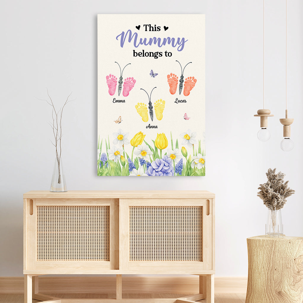 7959CUK3 personalised butterfly footprints mothers day_ canvas for mumgrandma 7959c6yca