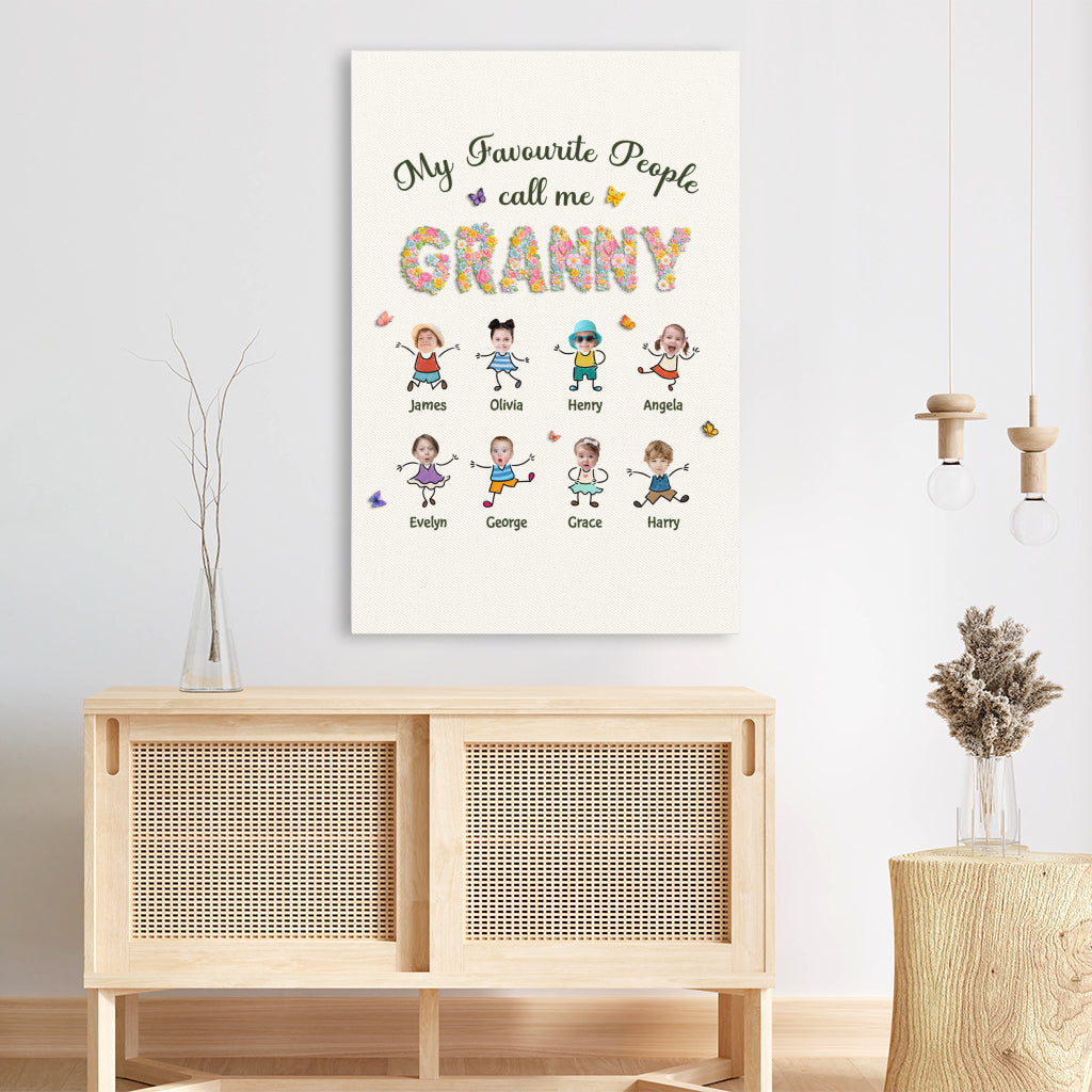 7977CUK3 personalised my favorite people call me grandma canvas with grandkids faces 7977ctyna