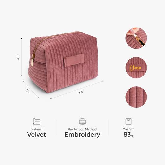 7981AUK2 personalised embroidered velvet cosmetic bag with name for her 7981ab0p5a