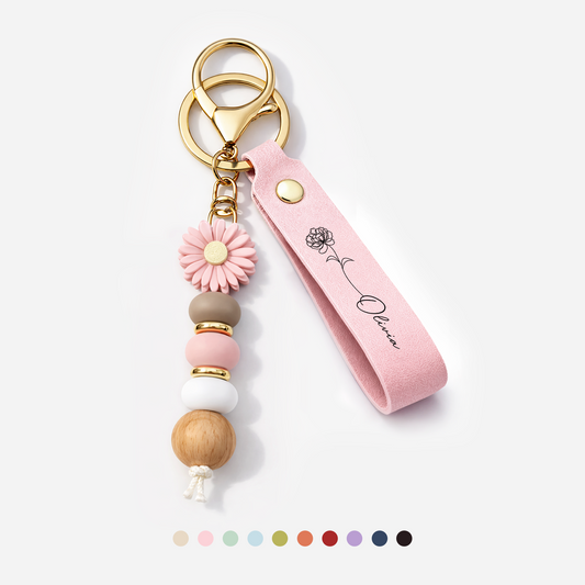 7999MUK1 personalised uv printed daisy beaded keyring with birth flower for her 7999mj8f5a_452e9703 1842 4939 876b 130e5a204f8f