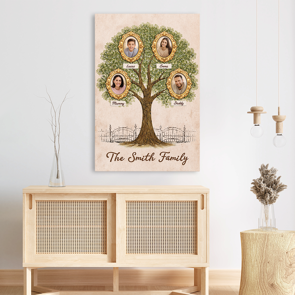 8009CUK3 personalised family tree canvas wall art_ with photos for a family 8009c6fwi