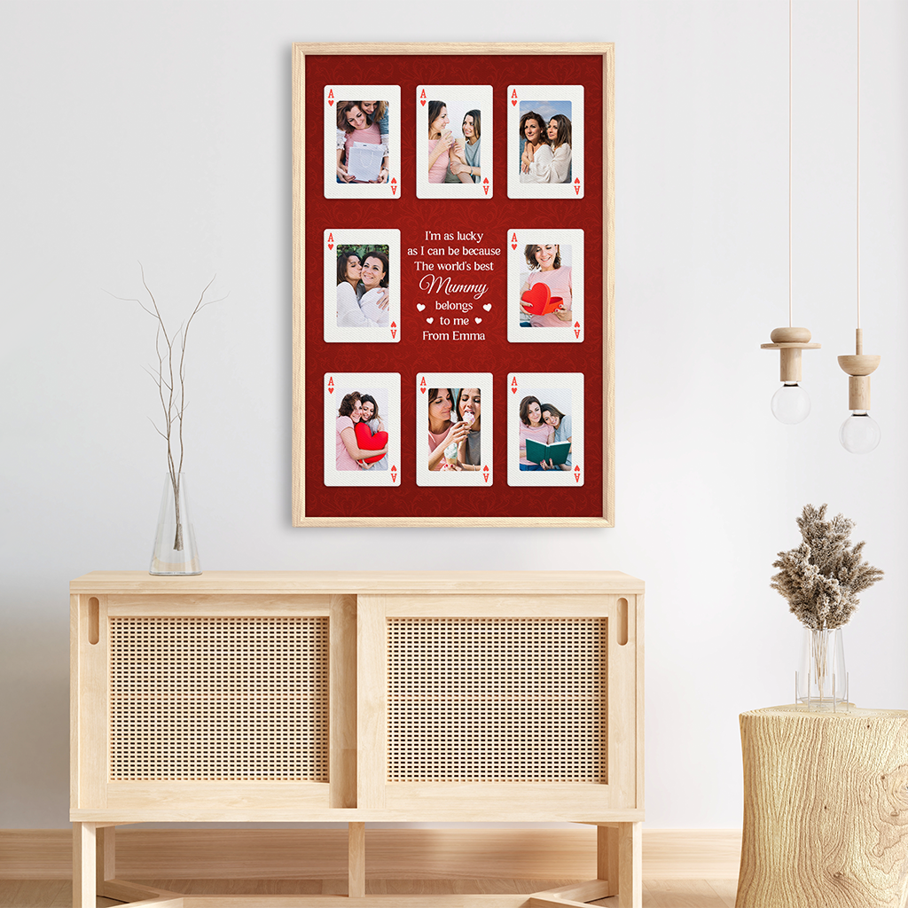 8010CUK3 personalised playing card canvas art_ with photos for mum 8010c6fma