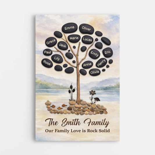 8011CUK1 personalised our family love is rock solid canvas with family names 8011c6vti