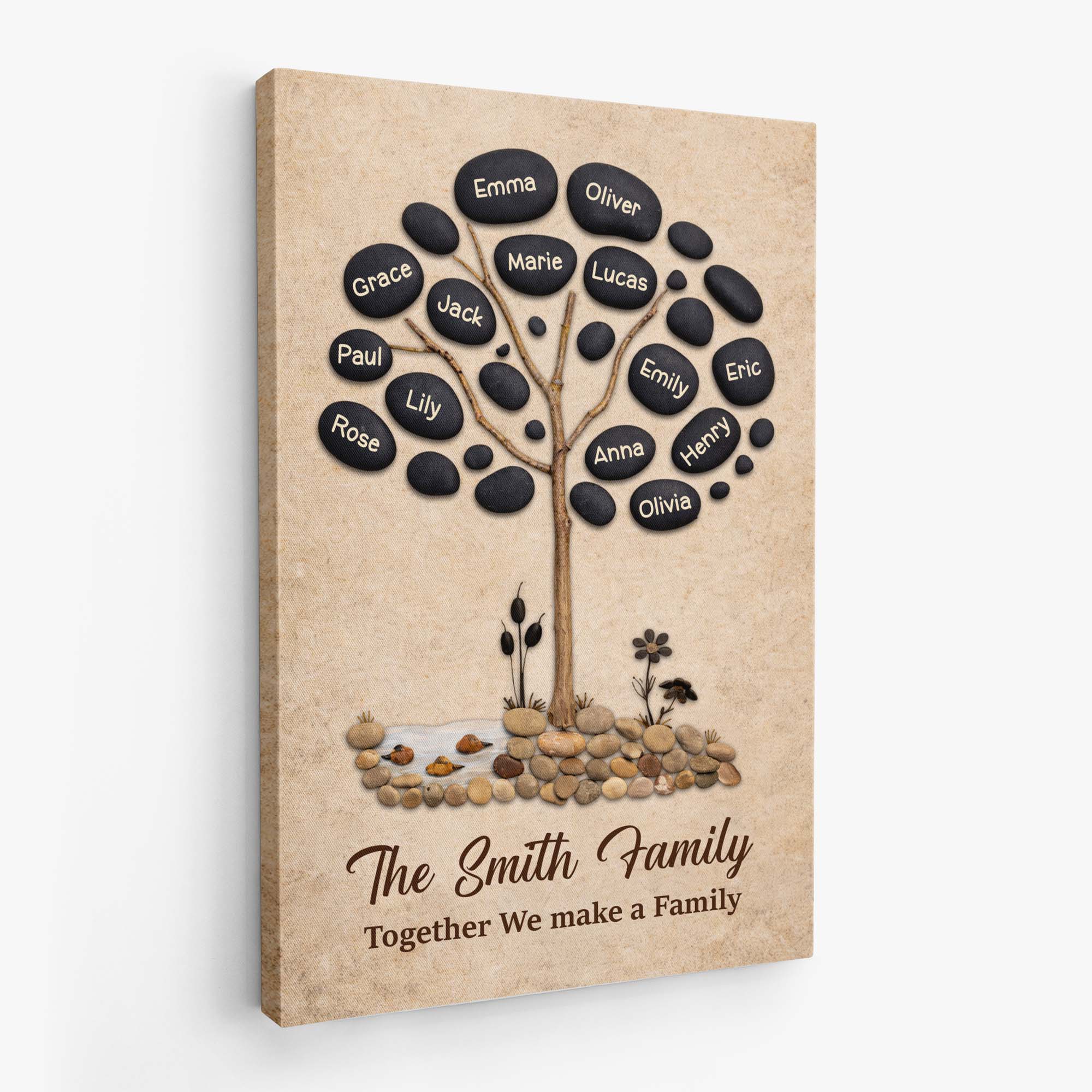 8011CUK2 personalised our family love is rock solid canvas with family names 8011c6vti