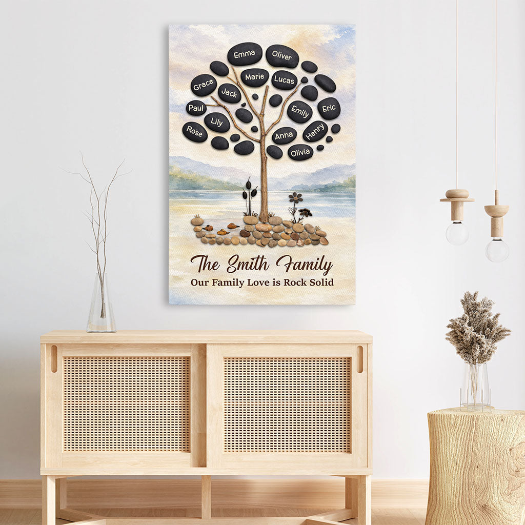 8011CUK3 personalised our family love is rock solid canvas with family names 8011c6vti