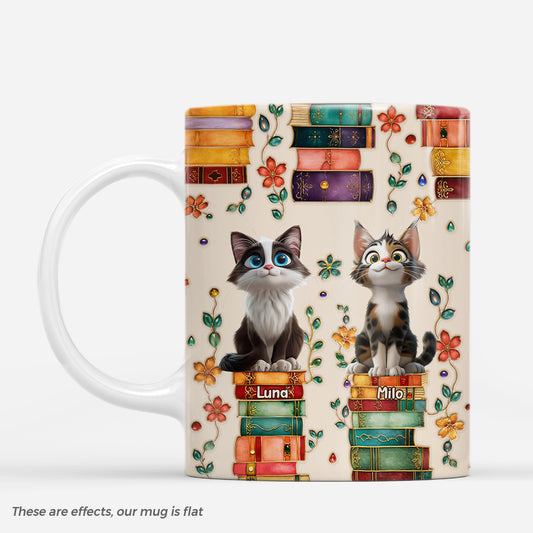 8013MUK1 3d printing effect personalised book and cat mug for cat lovers 8013m6dzd