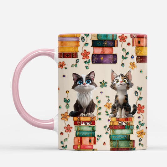 8013MUK2 3d printing effect personalised book and cat mug for cat lovers 8013m6dzd
