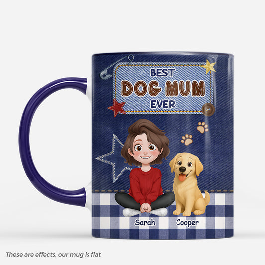 8016MUK1 3d printing effect personalised best dog dad ever denim mug 8016mclwc