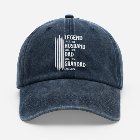 8017AUK1 personalised legend since washed cotton cap for mumdadgrannygrandad 8017aj8fhb