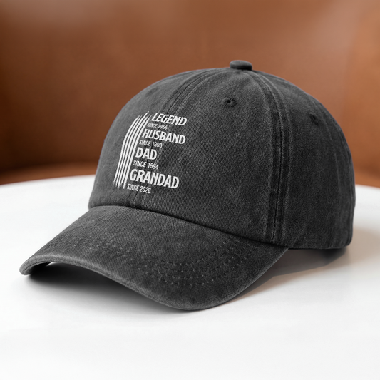 8017AUK2 personalised legend since washed cotton cap for mumdadgrannygrandad 8017aj8fhb