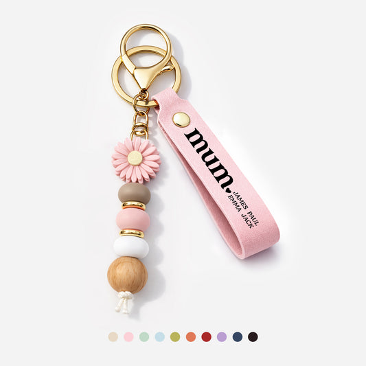 8039MUK1 personalised uv printed daisy beaded keyring for mumgranny 8039mj8pca