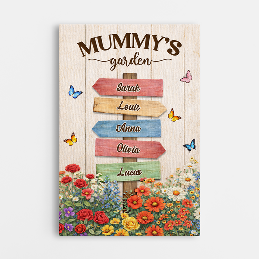 8043CUK1 personalised grandmas garden canvas with names for grandmamum 8043ctfwa