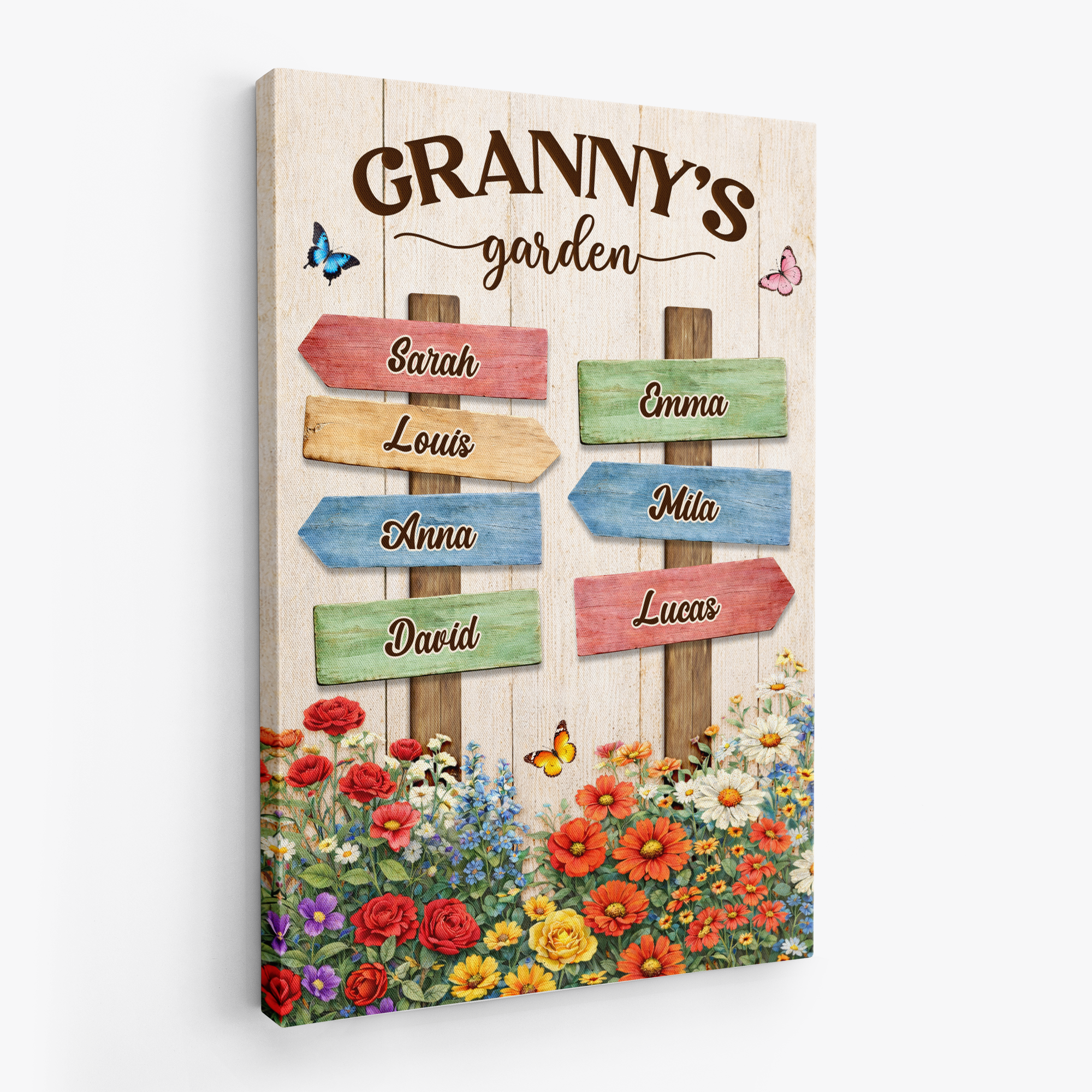 8043CUK2 personalised grandmas garden canvas with names for grandmamum 8043ctfwa
