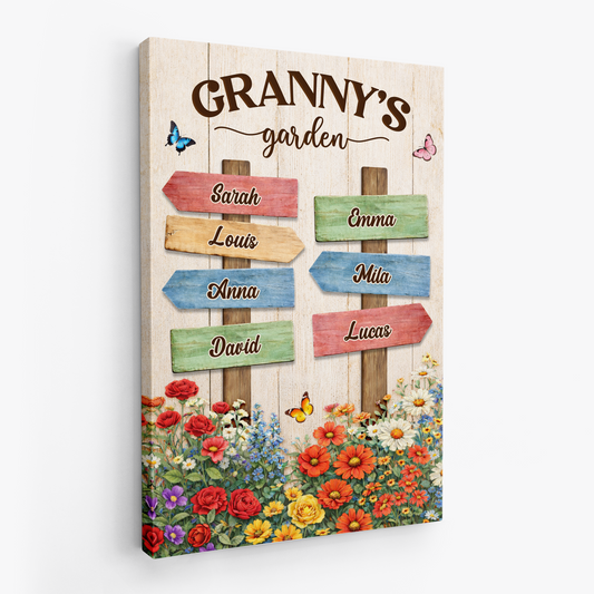 8043CUK2 personalised grandmas garden canvas with names for grandmamum 8043ctfwa