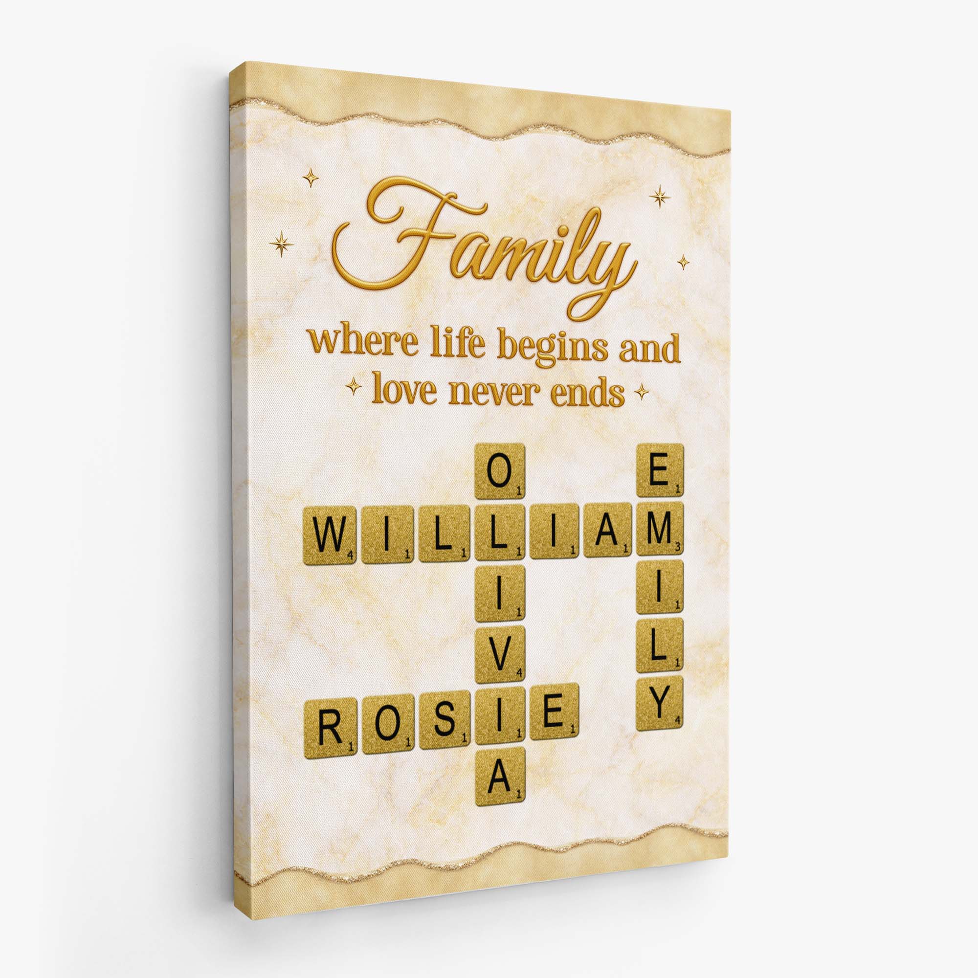 8062CUS2 3d printing effect custom crossword canvas family where life begins and love never ends_ 8062ccqzi