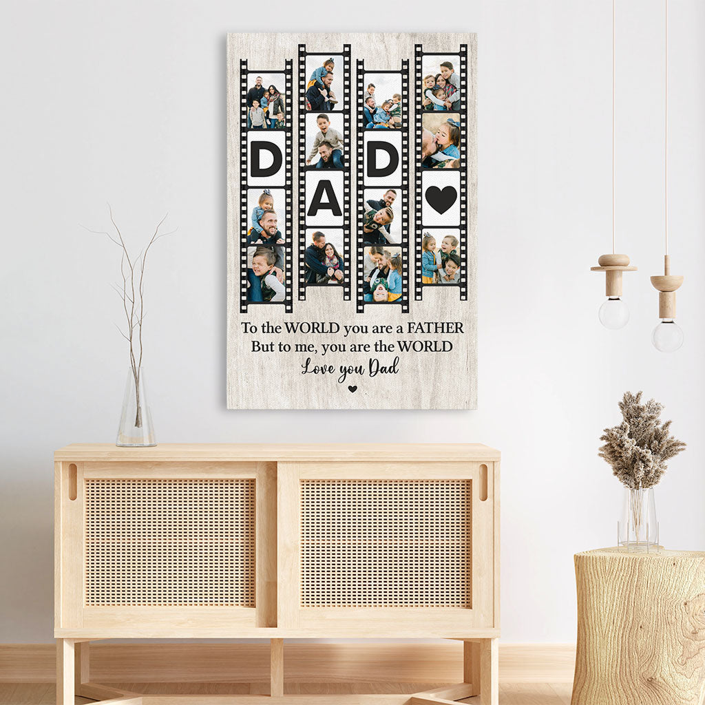8067CUK1 personalised to the world you are a dadmum photo strip canvas art 8067c3vab_1
