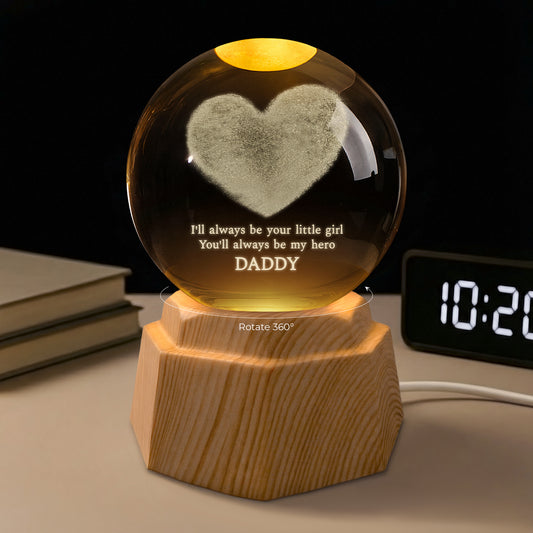 8088LUK1 personalised youll always be my hero 3d crystal ball lamp for dadmum 8088l8fwb