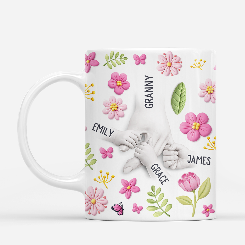 8095MUK2 3d printing effect personalised pink floral ceramic mug for mumgrandma 8095m3faa