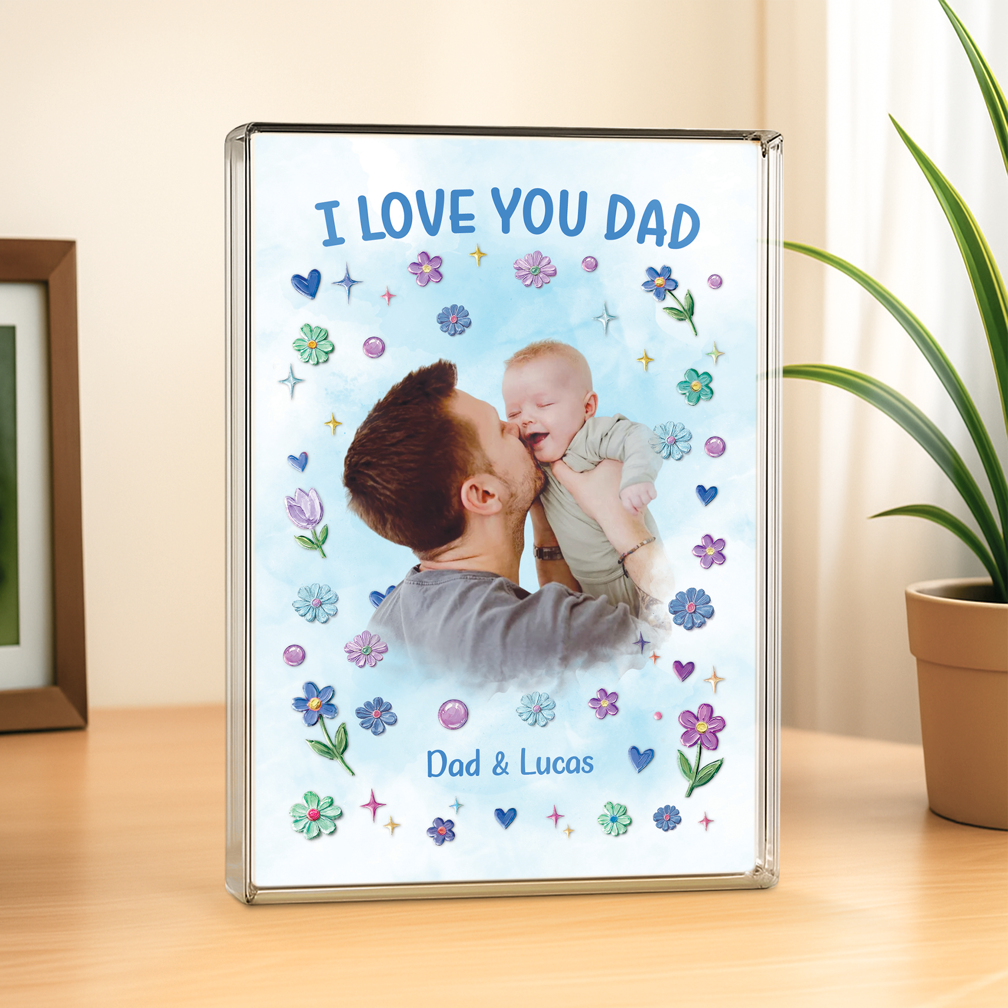 8100RUK2 personalised i love you mumdad rectangle acrylic plaque with photo 8100r8kaa