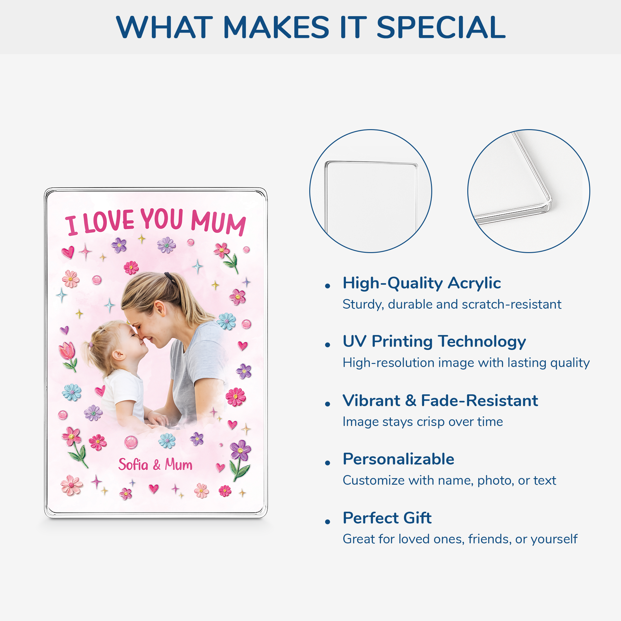 8100RUK4 personalised i love you mumdad rectangle acrylic plaque with photo 8100r8kaa