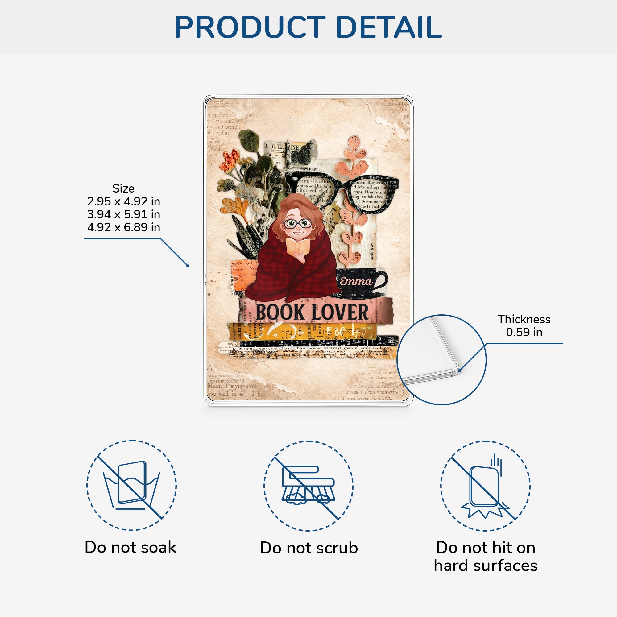 8102RUK3 personalised book lover rectangle acrylic plaque for herhim 8102r8pca