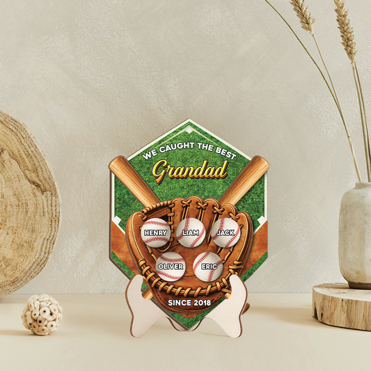 8113QUK2 3d printing effect personalised we caught the best dadgrandad baseball wooden plaque 8113qsfhb