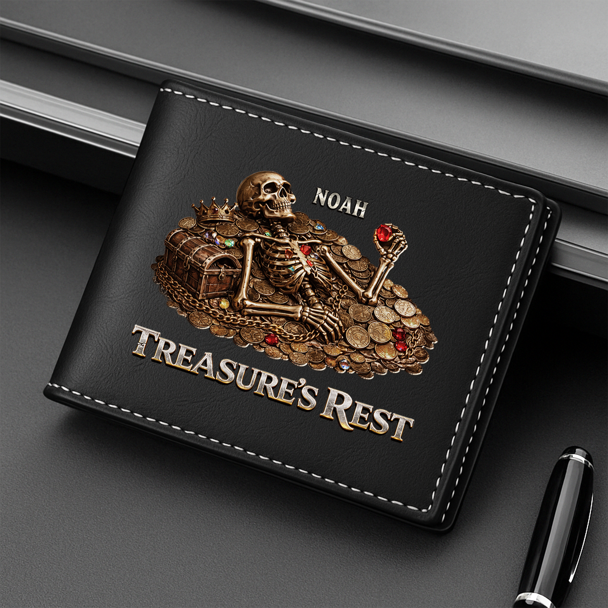 8132JUK2 3d printing effect personalised treasures rest leather wallet for men 8132j6xmb