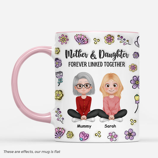 8150MUK1 3d printing effect personalised mother and daughter forever linked_ together mug 8150m3lwa