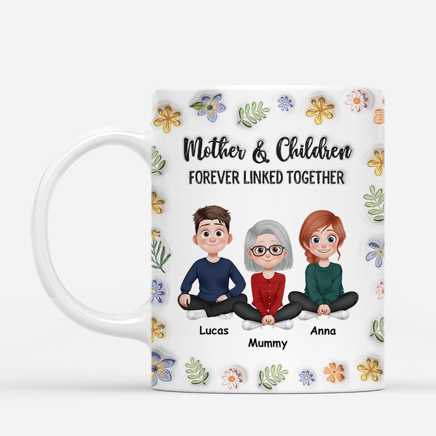 8150MUK2 3d printing effect personalised mother and daughter forever linked_ together mug 8150m3lwa