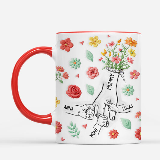 8163MUK2 3d printing effect personalised hand in hand floral mug for mumgranny 8163m8pza