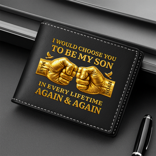 8165JUK2 3d printing effect personalised i would choose you to be my son leather wallet 8165jcxmb