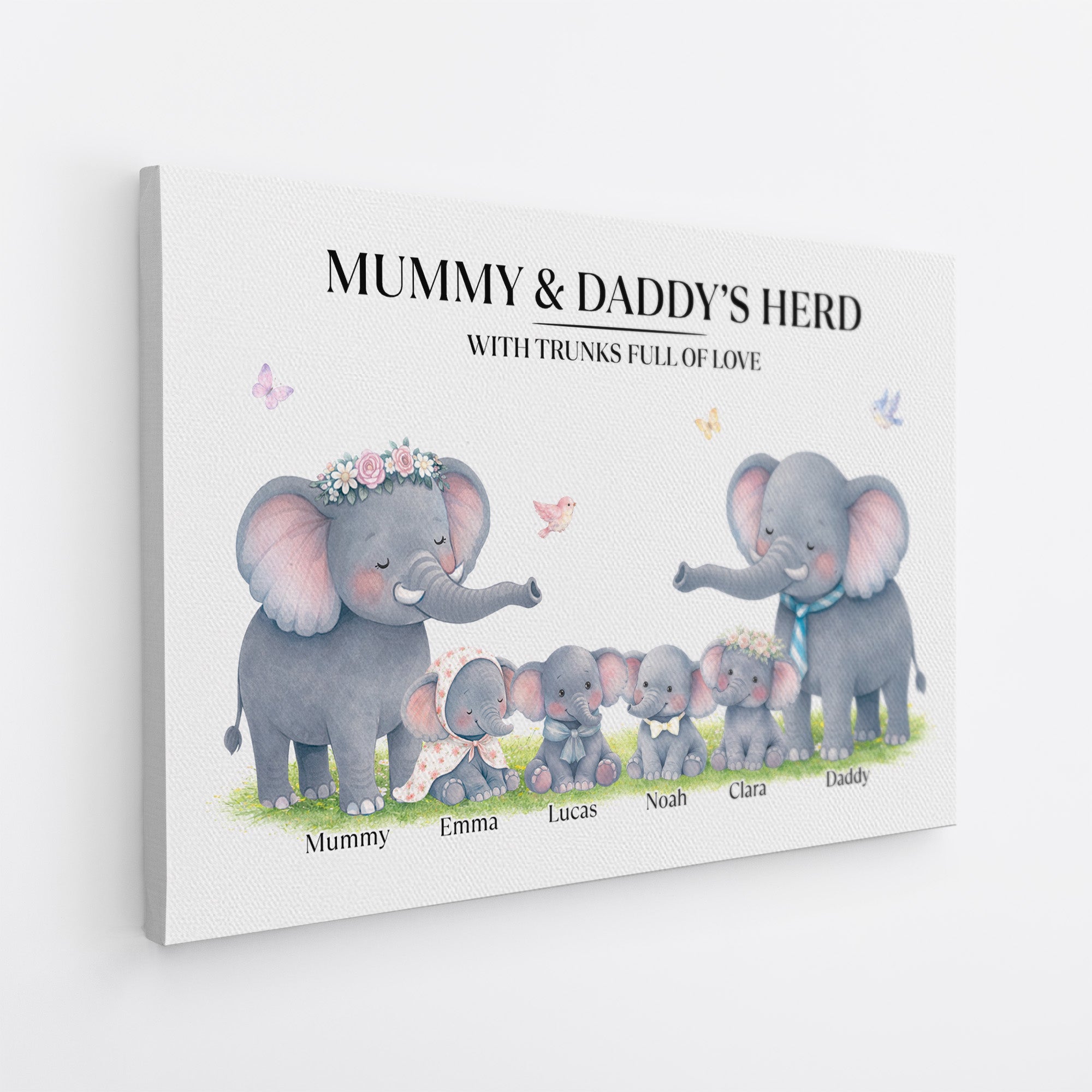 8168CUK1 personalised elephant family wall art canvas for mum and dad 8168cnvmi_2