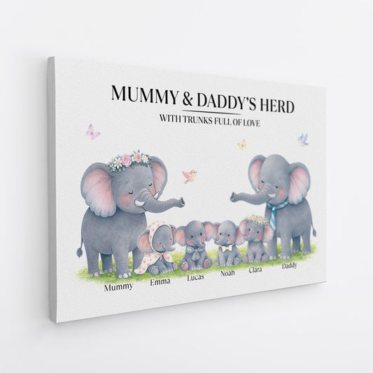 8168CUK1 personalised elephant family wall art canvas for mum and dad 8168cnvmi_2
