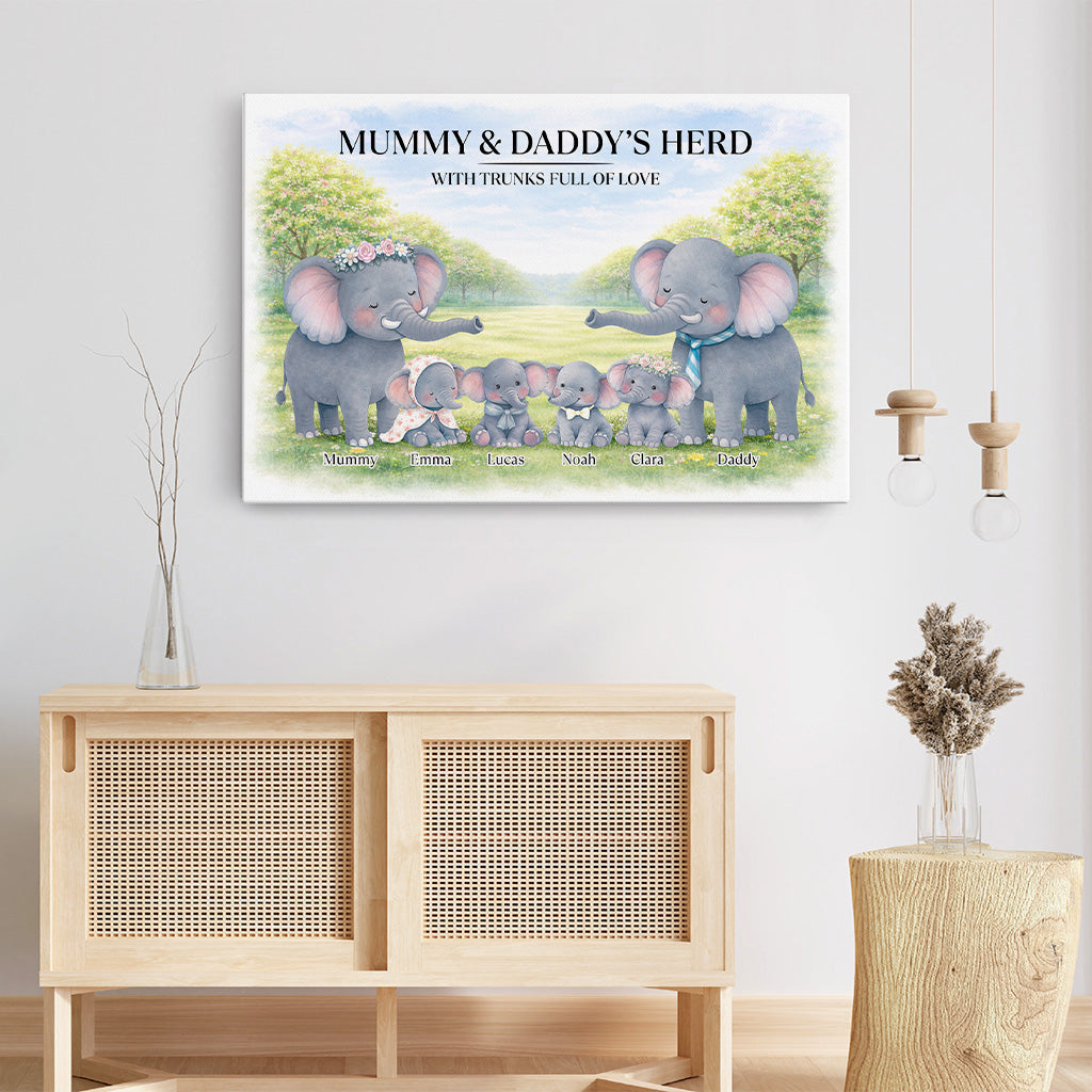 8168CUK1 personalised elephant family wall art canvas for mum and dad 8168cnvmi_3