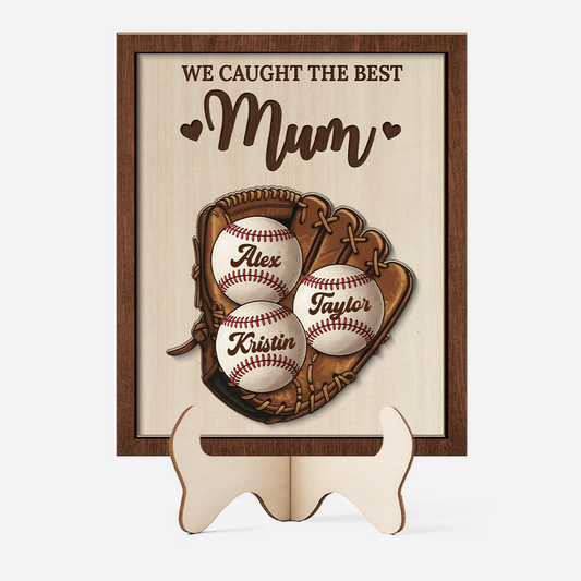 8172QUK1 personalised we caught the best mumdad baseball wooden plaque 8172qcqha