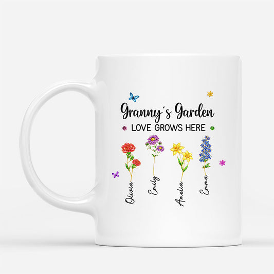 8181MUK1 personalised mumgrannys garden love grows here mug 8181m8v5a