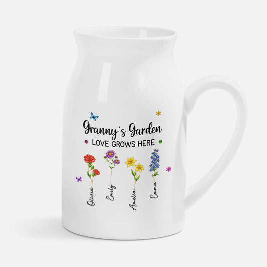 8181OUK1 personalised mumgrannys garden love grows here flower vase 8181o8v5a