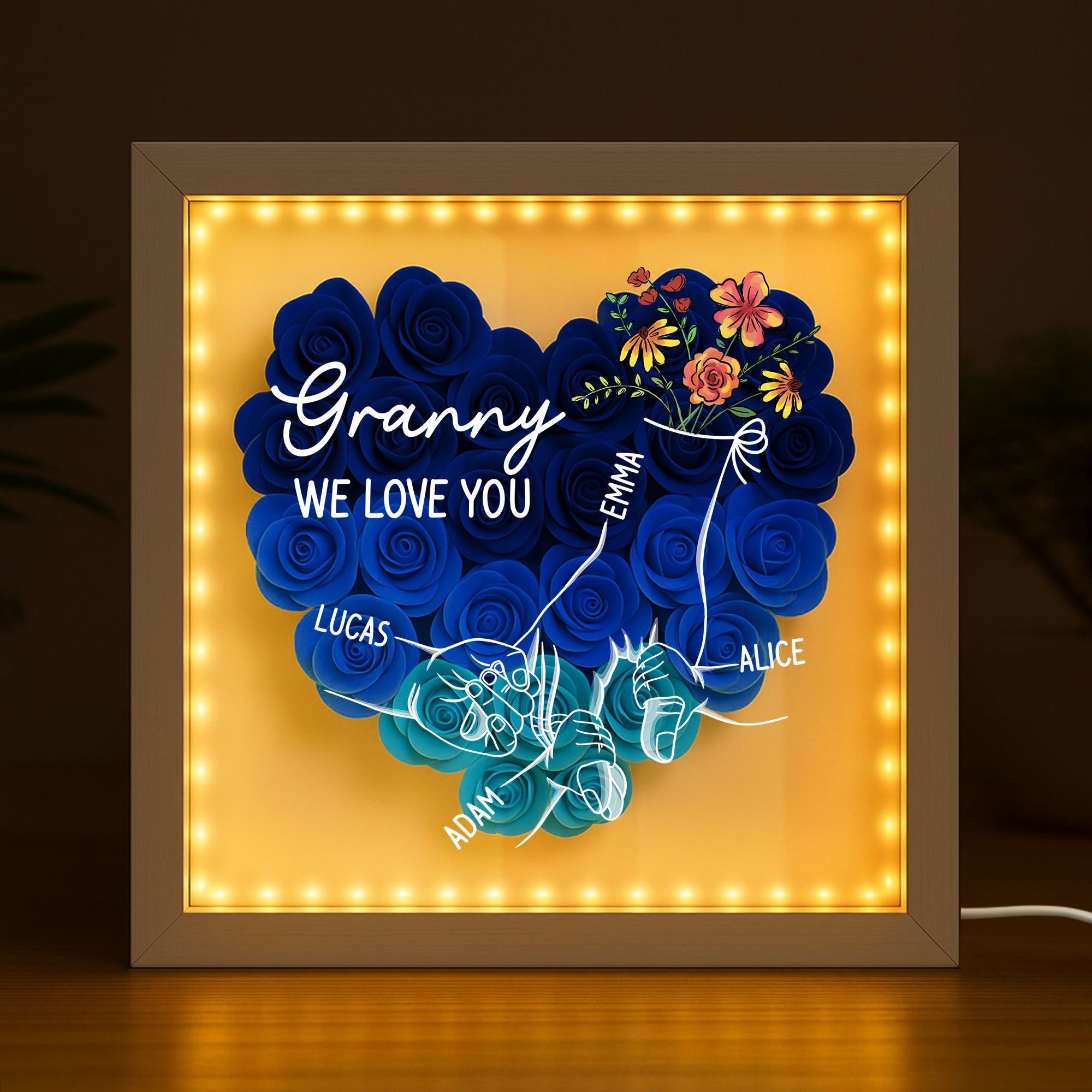 8208OUK2 personalised we love you flower shadow box for mumgrandma 8208o6paa