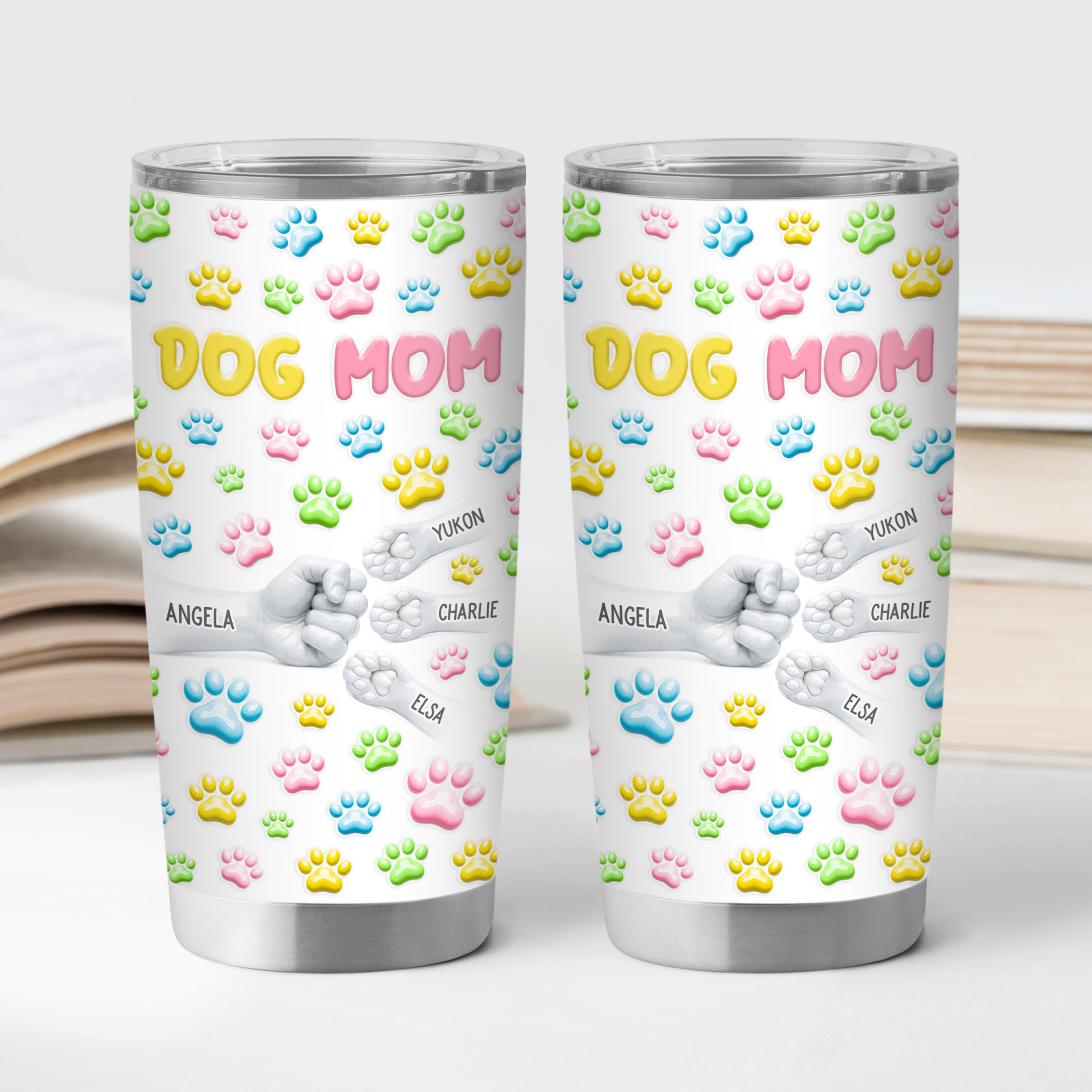 8209TUS2 3d printing effect fist bump tumbler 20oz with paw prints custom gifts for pet lovers 8209tnqnc
