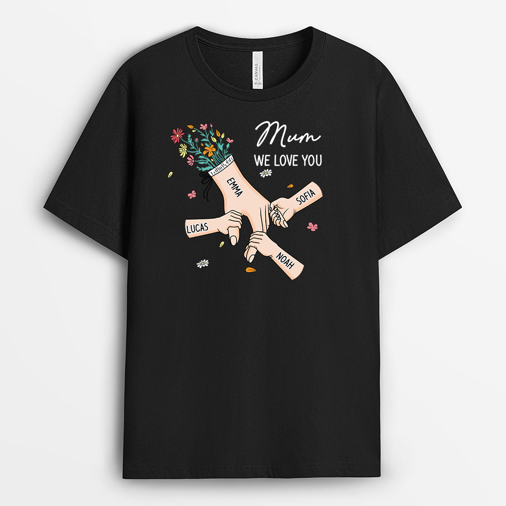 8227AUK1 personalised hand in hand tee shirt with names for mumgranny 8227a6paa