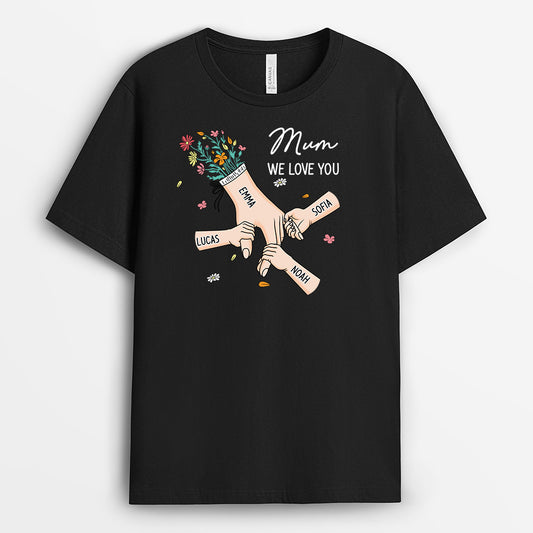8227AUK1 personalised hand in hand tee shirt with names for mumgranny 8227a6paa