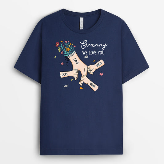 8227AUK2 personalised hand in hand tee shirt with names for mumgranny 8227a6paa