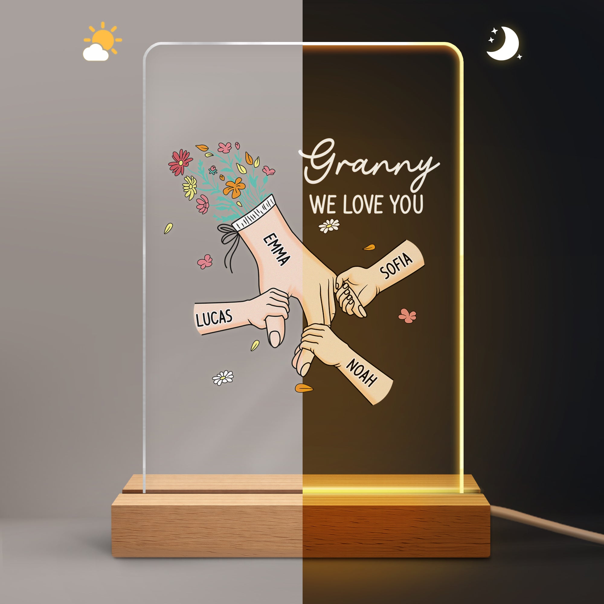 8227LUK2 personalised hand in hand night light for mumgranny 8227l6paa