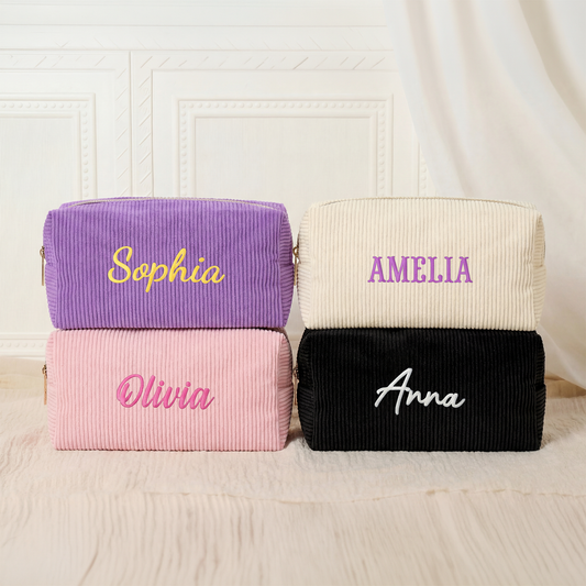 8242AUK1 personalised embroidered corduroy makeup bag_ with name for her 8242ab0p5a